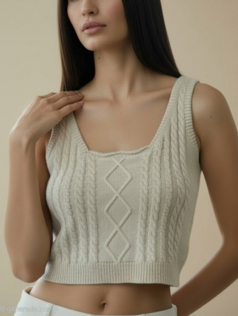 Windsor Cream Cable Knit Crop Sweater Tank